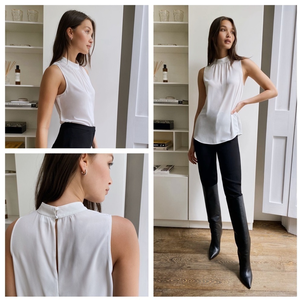 Women’s Vince Camuto: White Sleeveless Chiffon Blouse Size Medium | EUC